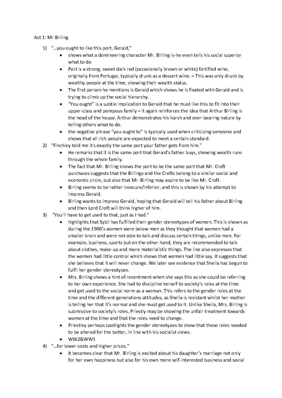 An Inspector Calls Mr Birling Act 1 Analysis