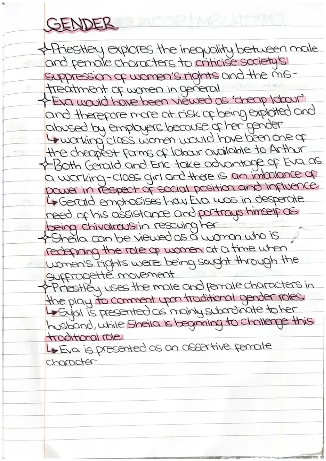 An Inspector Calls - Key Theme - Gender