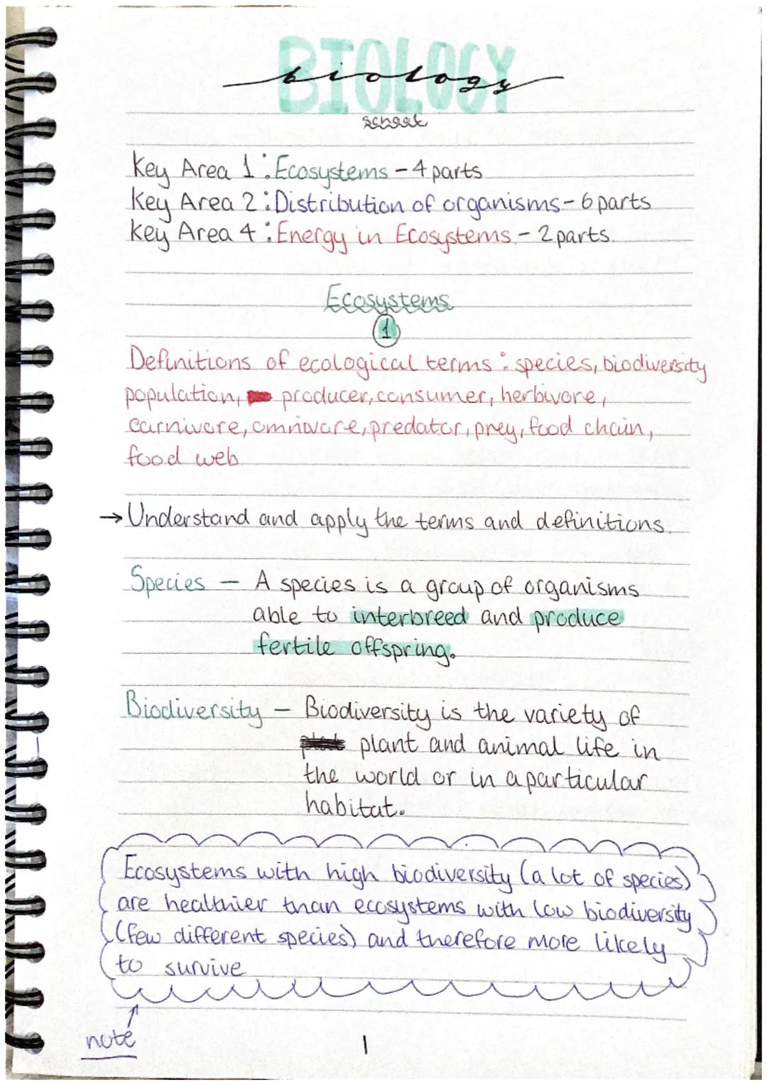 J J J J J A NALL
Key Area 1 Ecosystems - 4 parts
Key Area 2: Distribution of organisms-6 parts.
key Area 4 : Energy in Ecosystems - 2 parts.