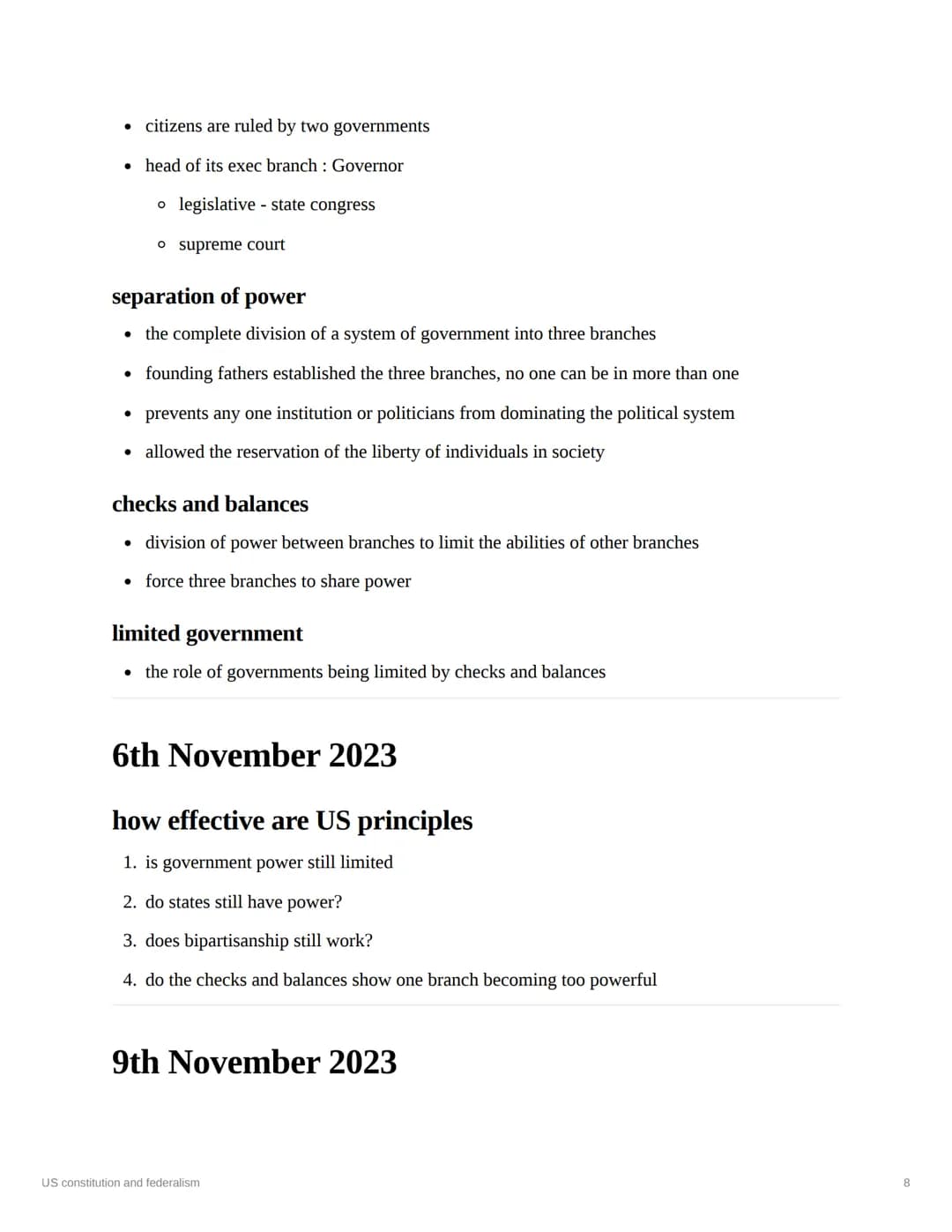 US constitution and federalism
subject
politics
Last edited time @January 30, 2024 8:23 PM
notes
status
type
paper 3 Bullock
done
notes
cont