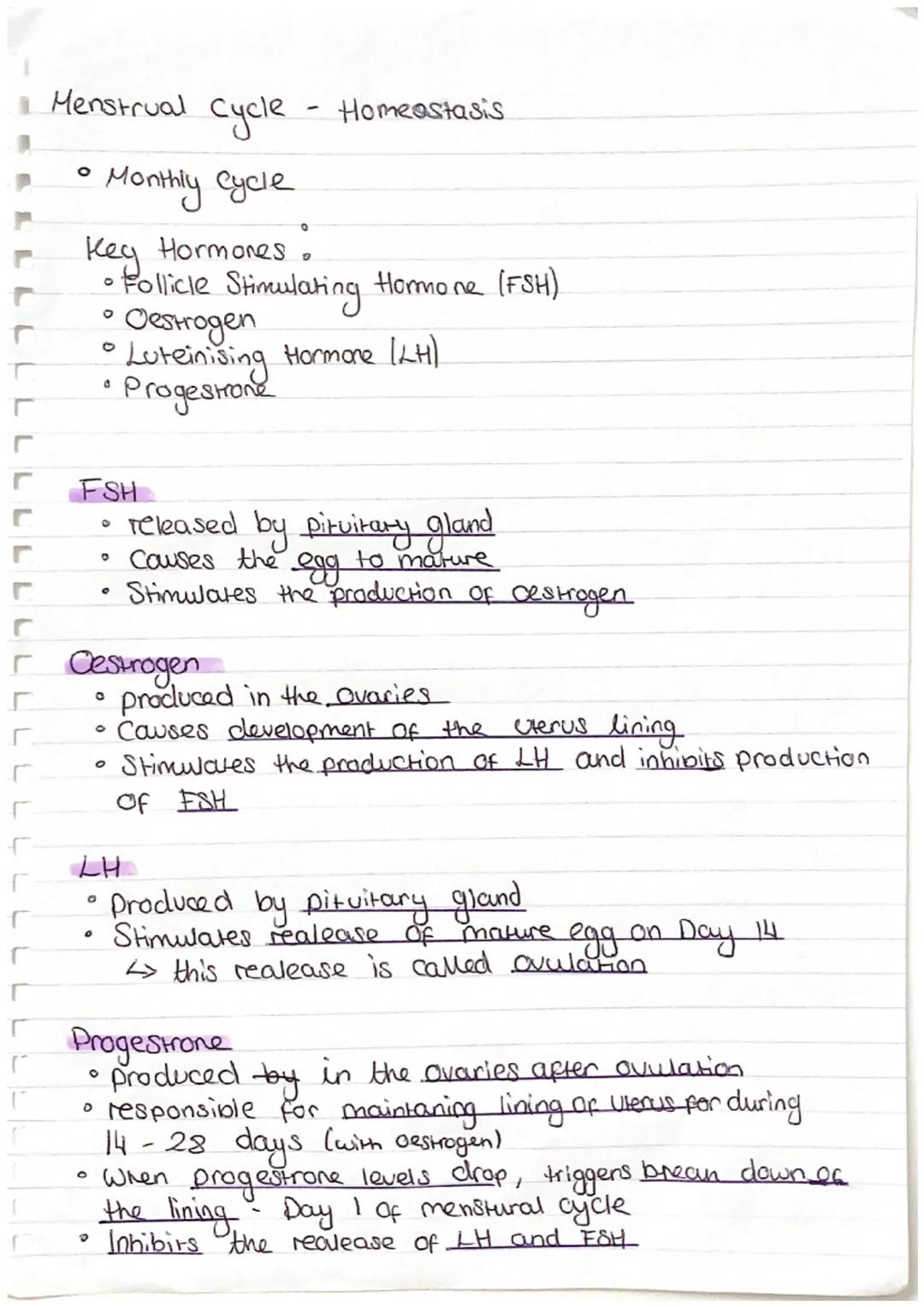 і Henstrual cycle
Monthly cycle
r
r
O
Key Hormones
0
• Follicle Stimulating Hormone (FSH)
O
Oestrogen
Luteinising Hormone (LH).
• Progestron