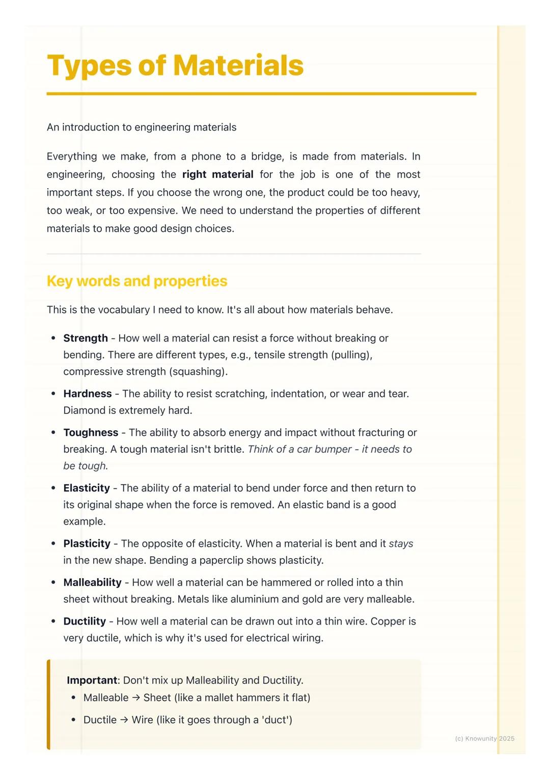 # Types of Materials

An introduction to engineering materials

Everything we make, from a phone to a bridge, is made from materials. In
eng