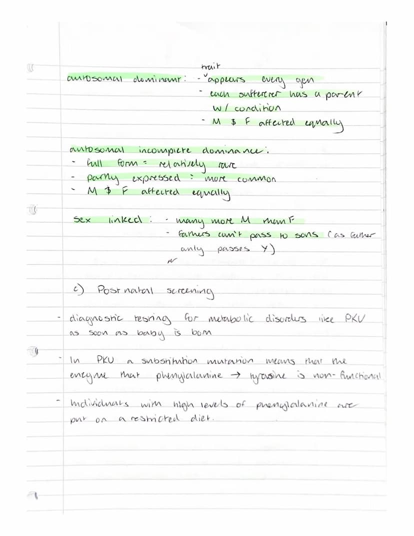 Antenatal
a) Antenatal
Antenatal screening identifies the
that
further
and
a
offered
SO
com
Key Area 2.4
3 Postnatal Screening
Screening
be
