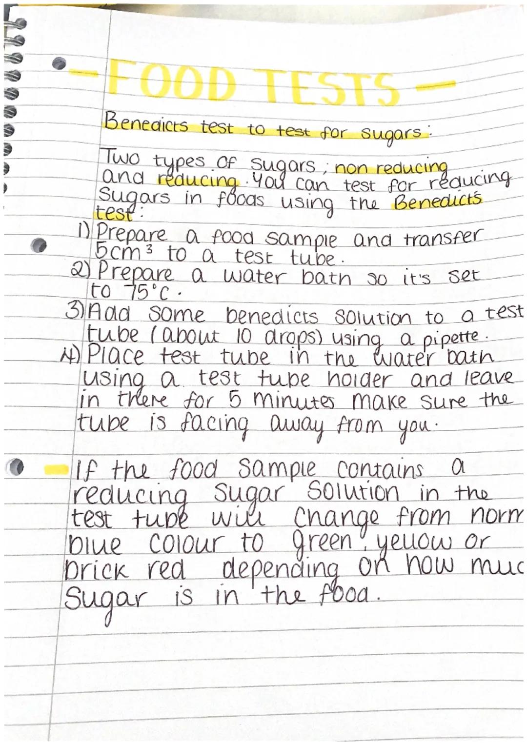 FOOD TESTS
Biuret test to test for proteins.
You can use the Bluret test to see
if a type of food contains protein.
Meat and cheese are prot