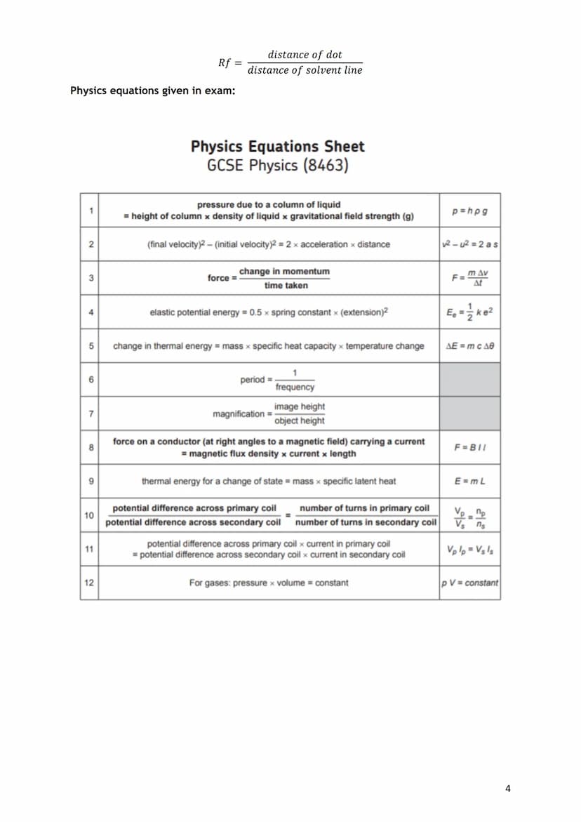 Paper 1
Paper 2
Key questions GCSE Science booklet (Triple)
Name:
1. GCSE Periodic table
2. Biology equations to learn
3. Chemistry equation