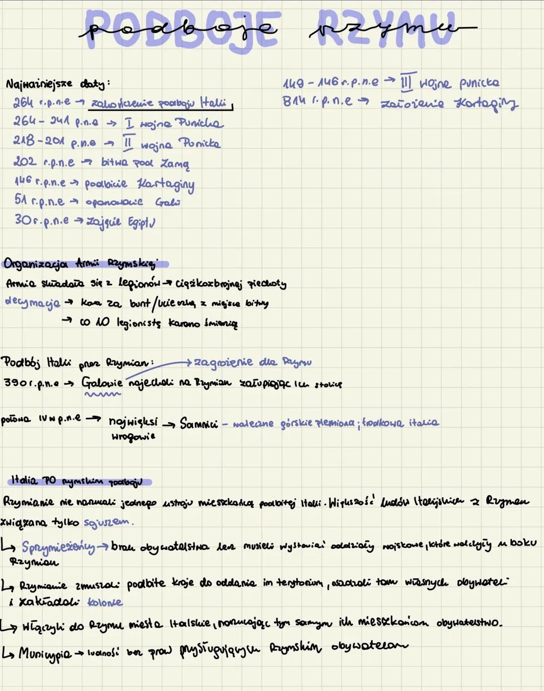 # podboje Rzymu

Najważniejsze daty:
264 r.p.n.e zakończenie poabaju Halii,
264-241 p.n.e I wojne Punicha
218-201 р.п. I wojna Ponicke
202 r