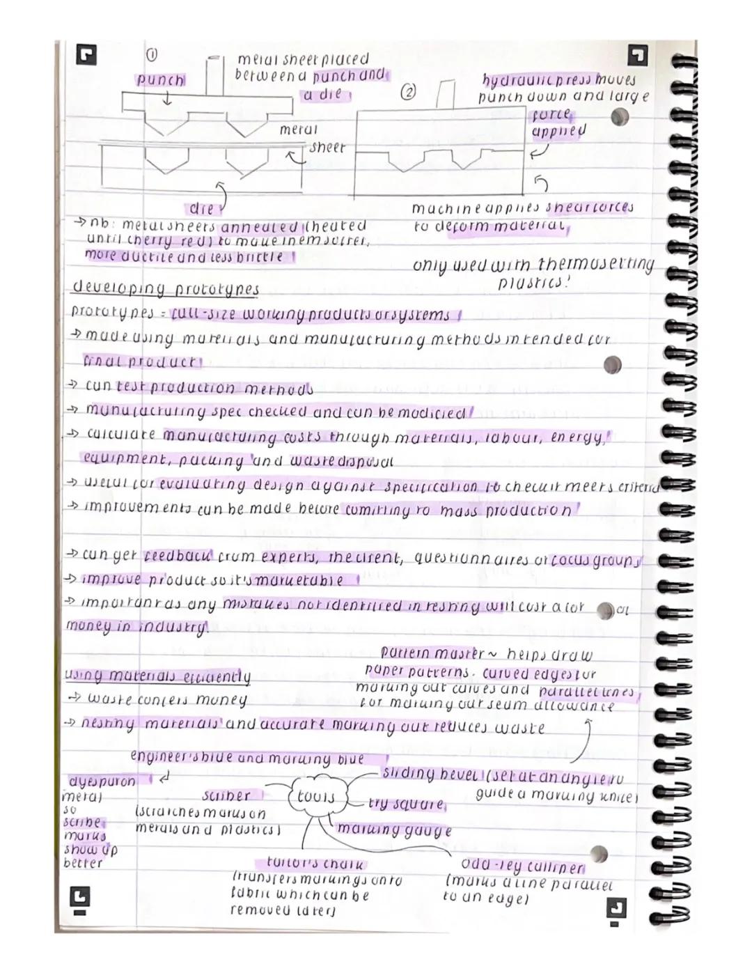 GCSE Product Design Study Notes: Materials and Prototyping Techniques