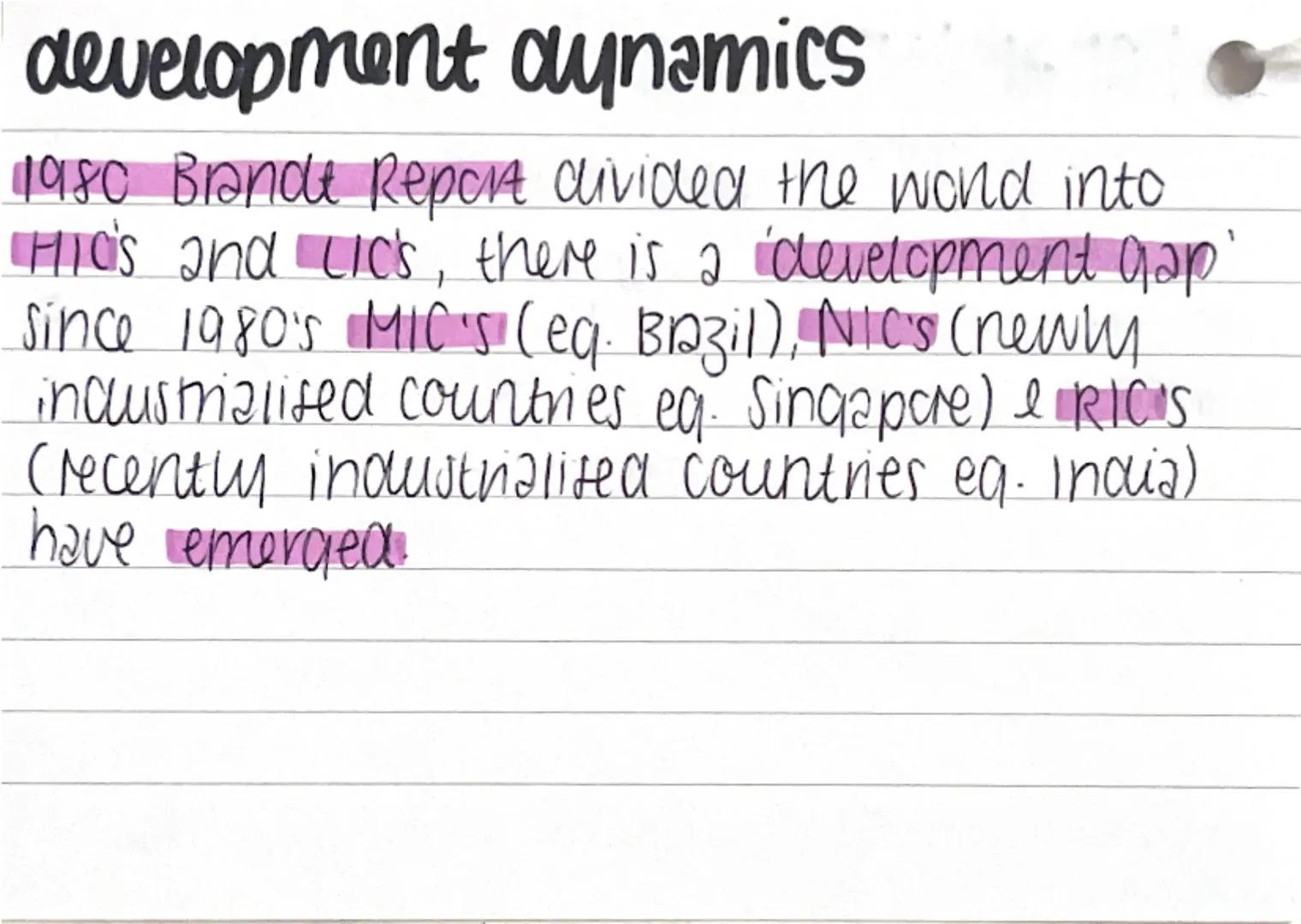 # Paper 1: Topic 2

development measured: economic indicators
↳ GDP per capita

HDI uses 4 indicators: social indicators
1. life expectancy 