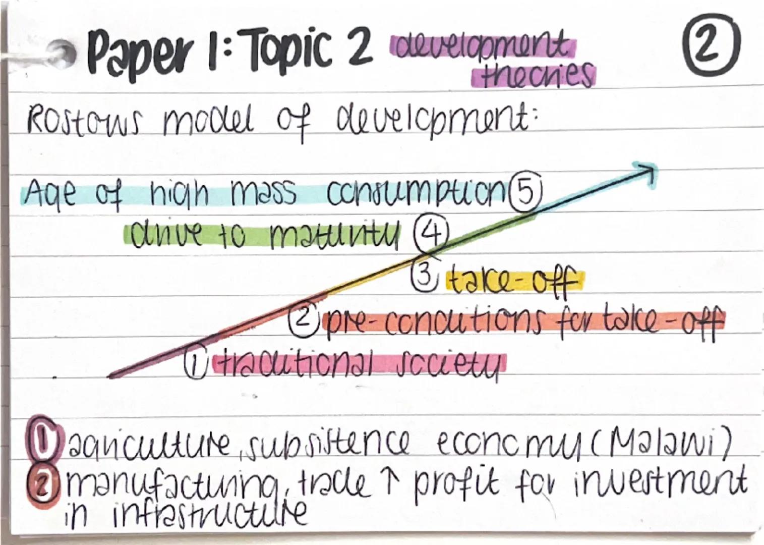 # Paper 1: Topic 2

development measured: economic indicators
↳ GDP per capita

HDI uses 4 indicators: social indicators
1. life expectancy 