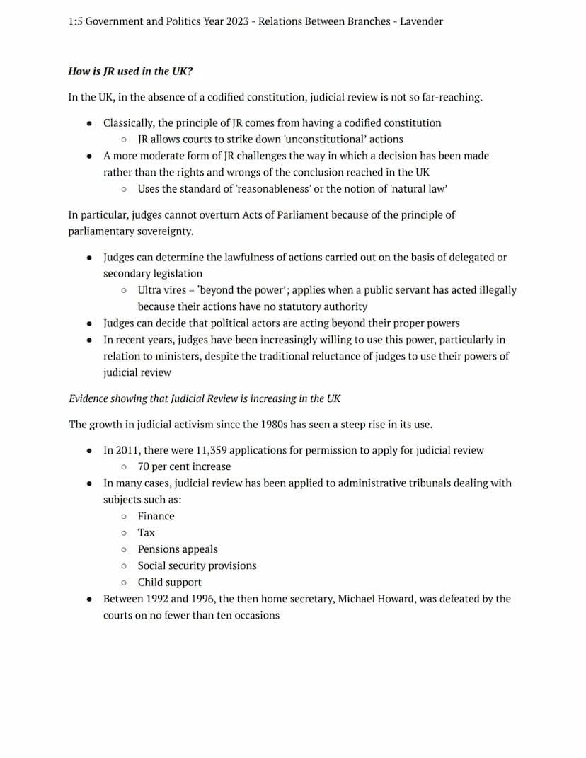 1:5 Government and Politics Year 2023 - Relations Between Branches - Lavender
preparation task
government politics
Notes
Judicial Review and