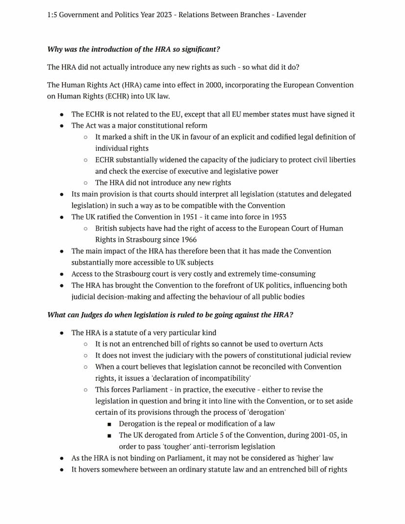 1:5 Government and Politics Year 2023 - Relations Between Branches - Lavender
preparation task
government politics
Notes
Judicial Review and