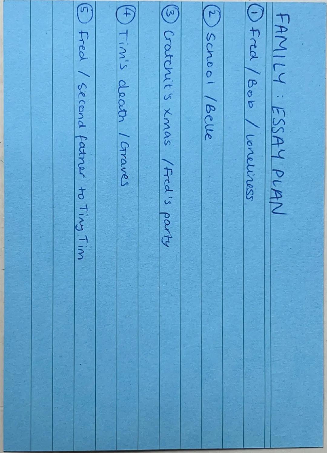 WEALTH: ESSAY PLAN
"what reasons do you have to be merry? You're poor enough"
Are there no prisons? Are there no workhouses?"
• "I can't aff