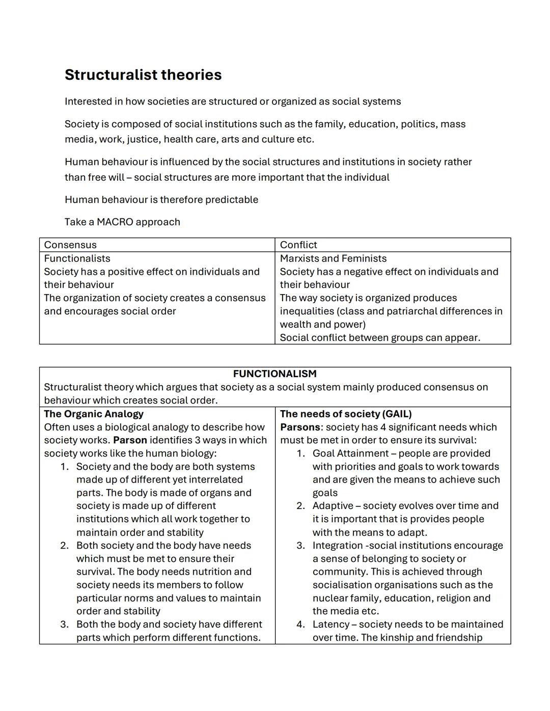 sociological theories: structuralist vs social action 