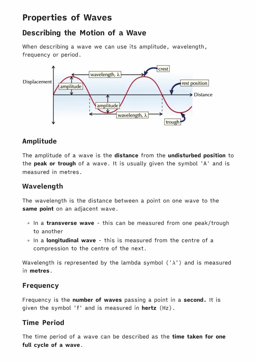 1.6.1 Waves in Air, Fluids and Solids
| Physics MOC
Transverse and Longitudinal Waves
Waves are repeated vibrations that transfer energy. Al