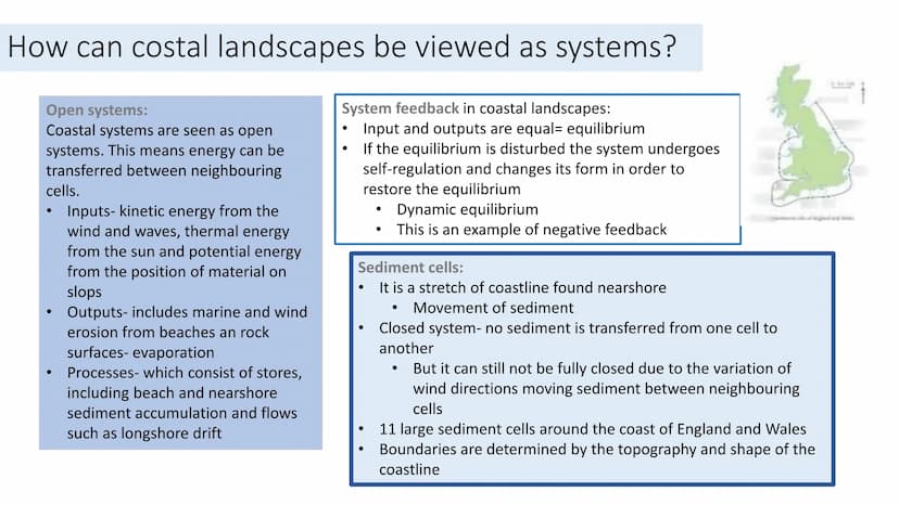Coastal landscape
Whole course revision How can costal landscapes be viewed as systems?
Open systems:
Coastal systems are seen as open
syste