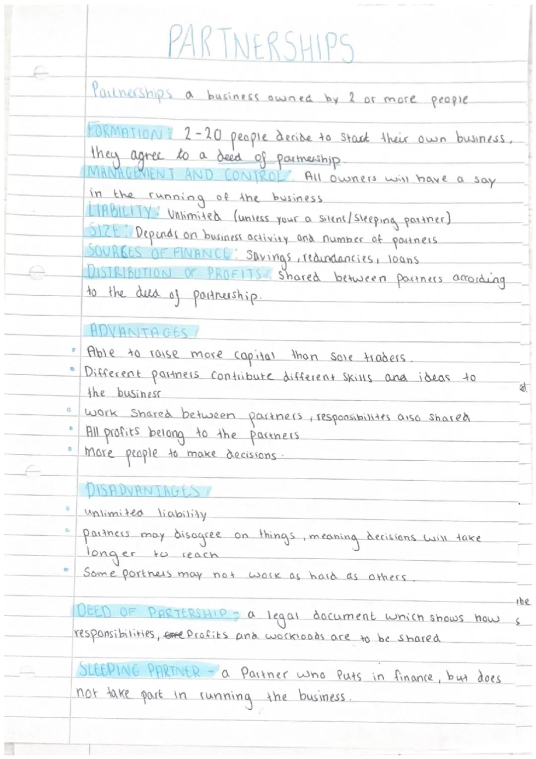 Partnerships and sole traders