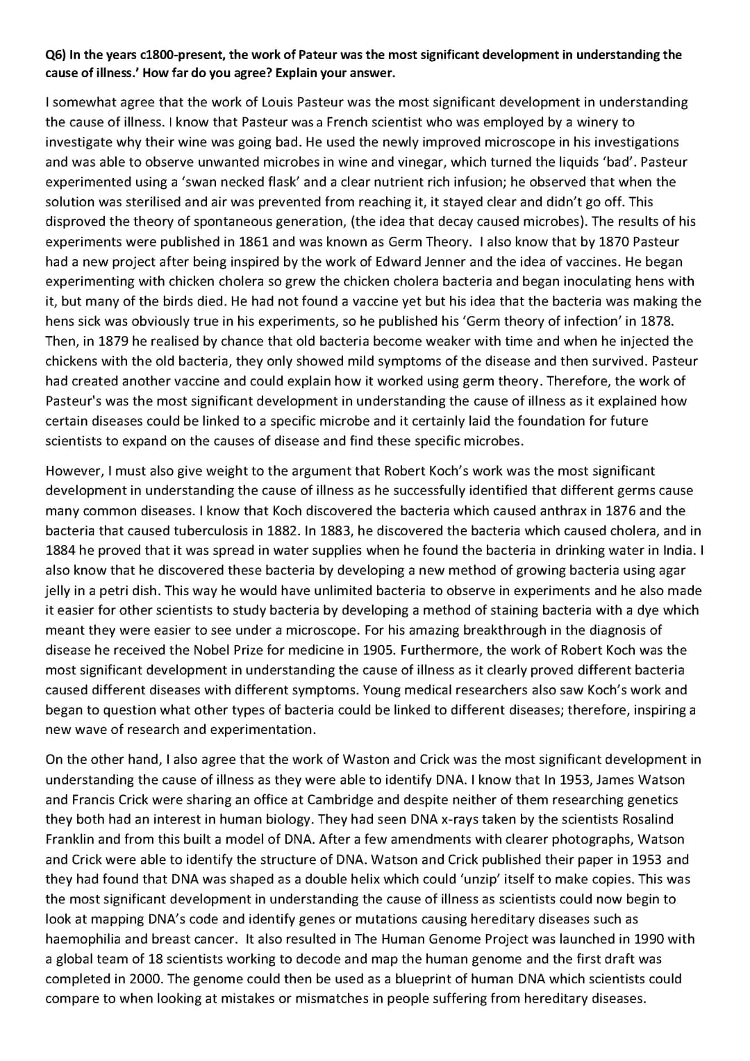 GRADE 9 History GCSE edexcel model answers 