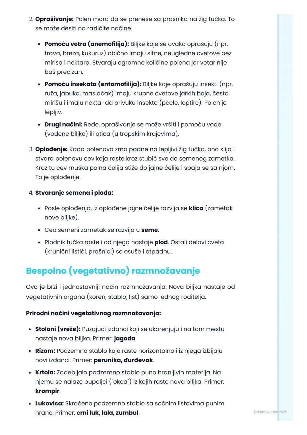 # Razmnožavanje biljaka

## Uvod u razmnožavanje biljaka

Razmnožavanje je jedna od osnovnih odlika svih živih bića, pa i biljaka. 
To je pr