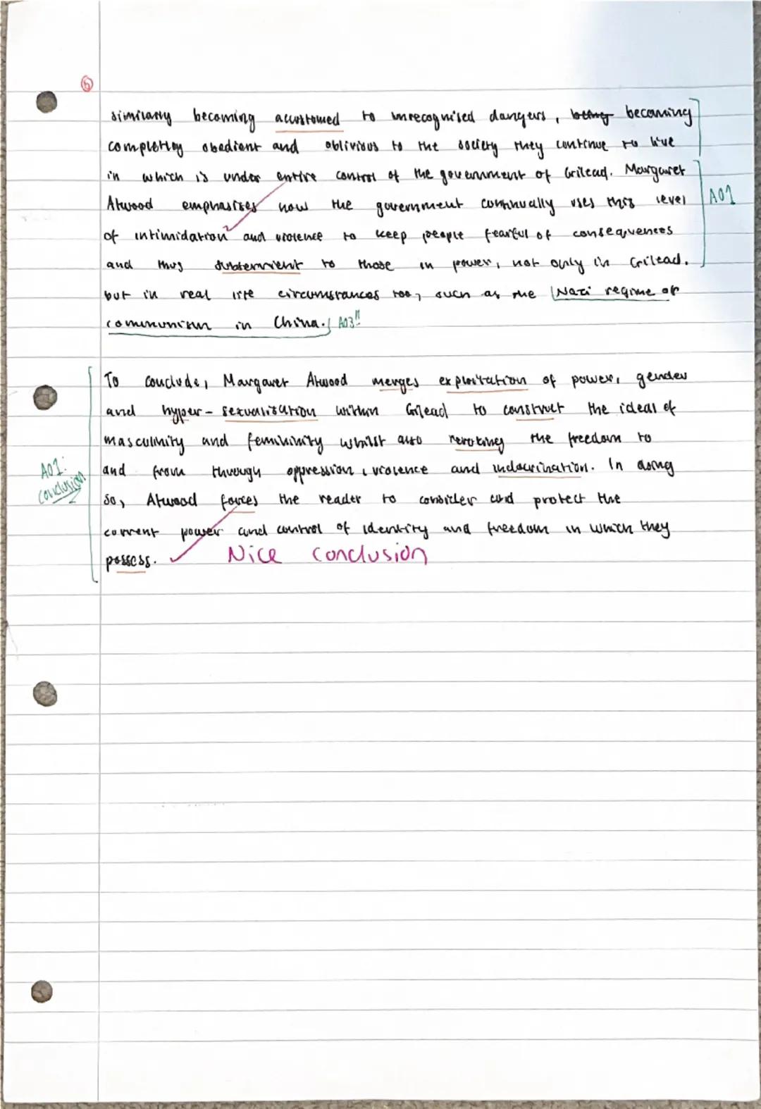 --- OCR Start ---
Her 2+3
In 'The Hand maid's Tale Margaret Atwood hematically studies.
A01:
exploitation, which is essentially the nucleus 