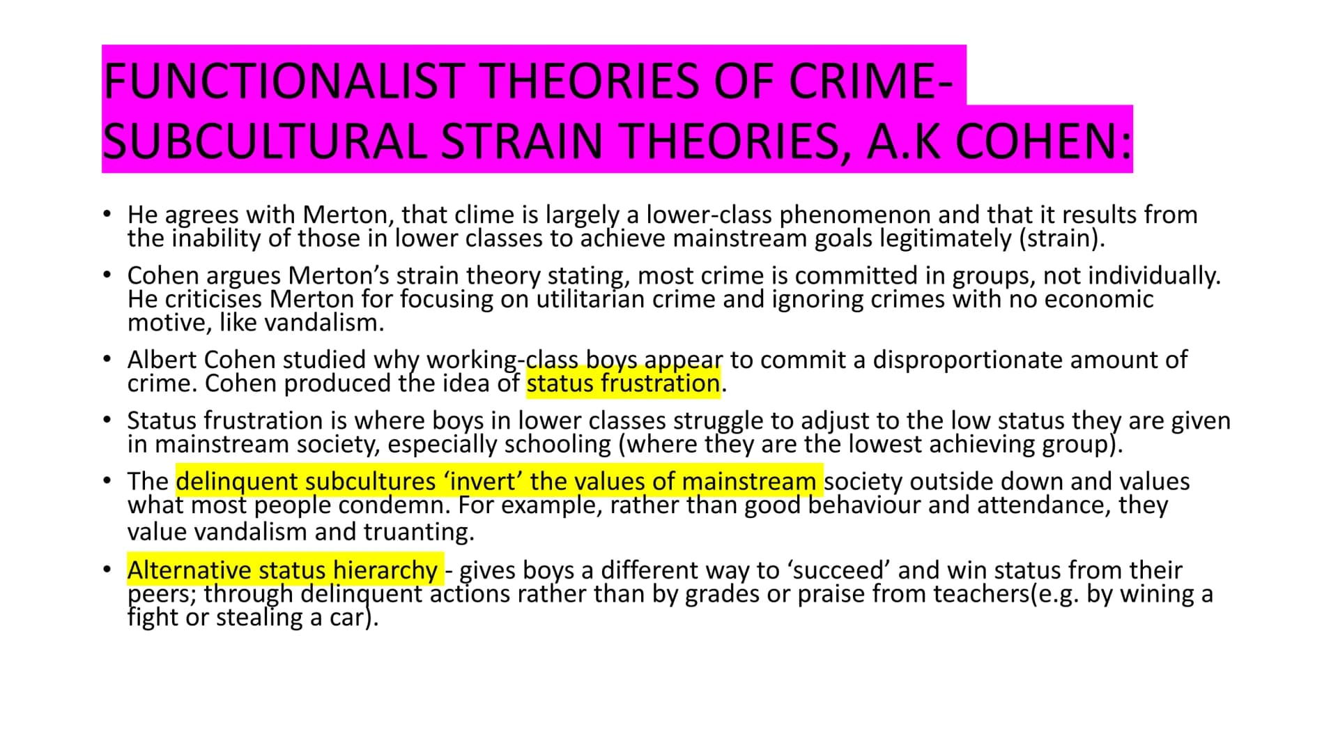 r
CRIME AND DEVIANCE
1.) functionalism and subcultural theories
2.) Labelling theories
3.) Marxism
4.) right + left realism
victims.
5.) Gen