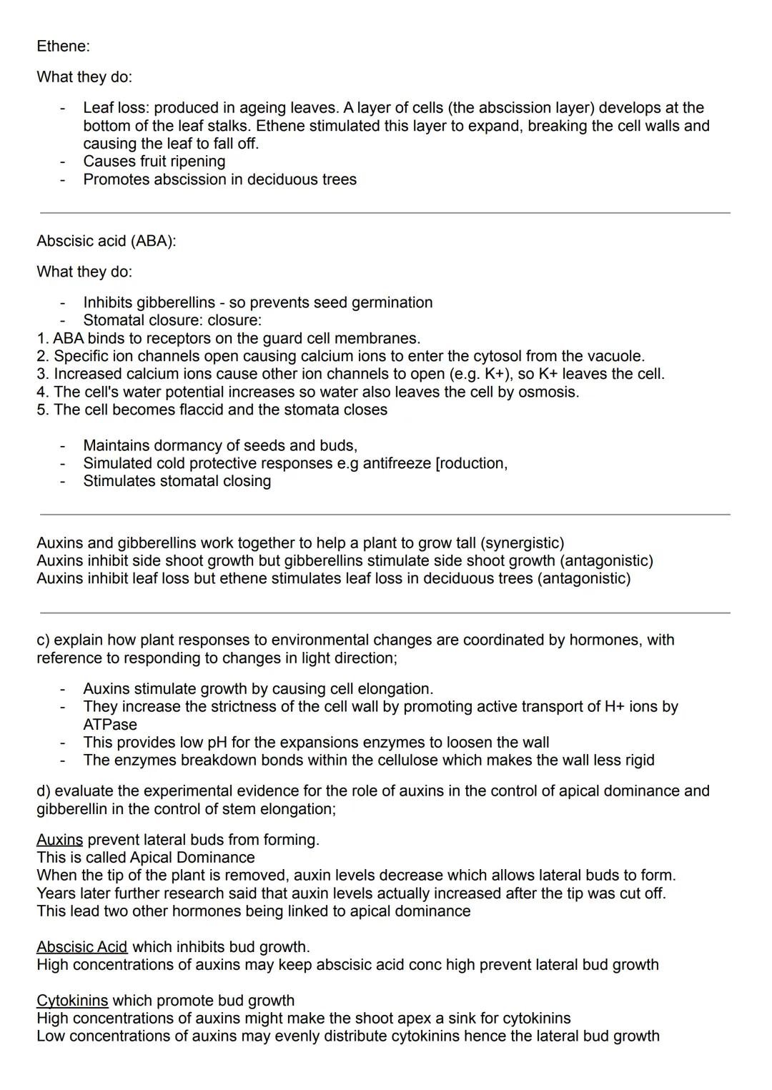 # Plant Hormones:

Tropism - a directional growth response in which the direction of the response is determined by the
direction of the exte