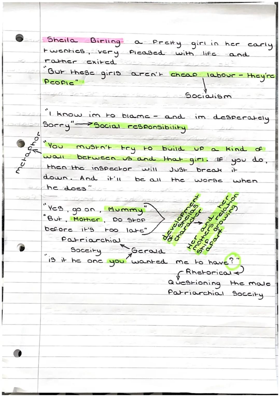 Mr Birling heavy-looking, rather Portento
us man in his middle fifties
"Unsinkabic, absolutcly Unsinkable"
Dramatic irony.
"for lower costs 