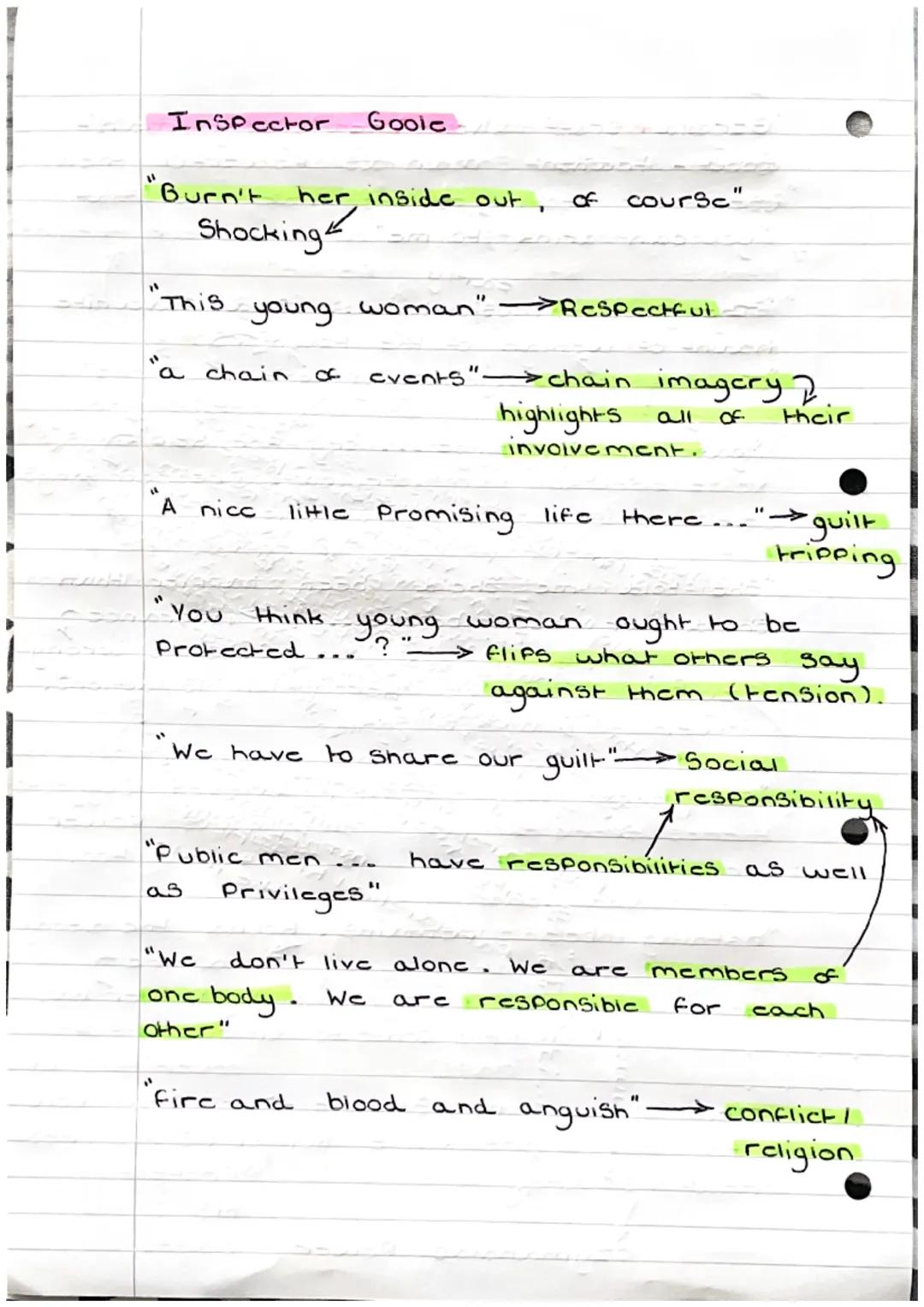 Mr Birling heavy-looking, rather Portento
us man in his middle fifties
"Unsinkabic, absolutcly Unsinkable"
Dramatic irony.
"for lower costs 