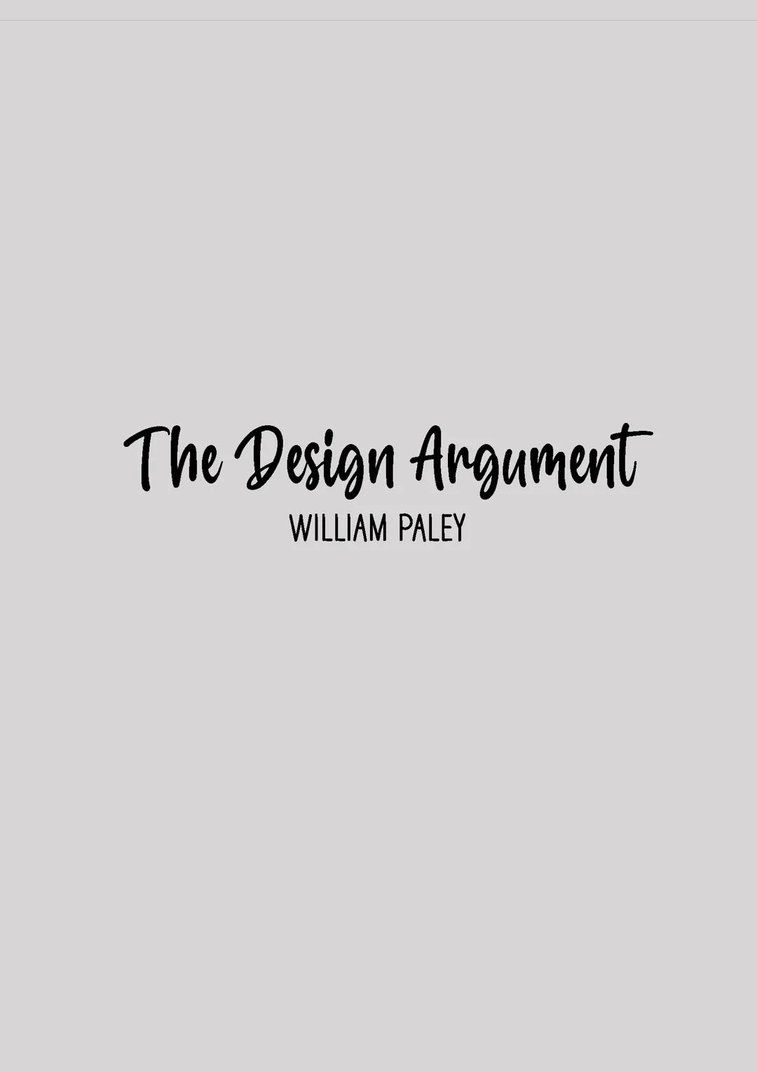 William Paleys Design argument