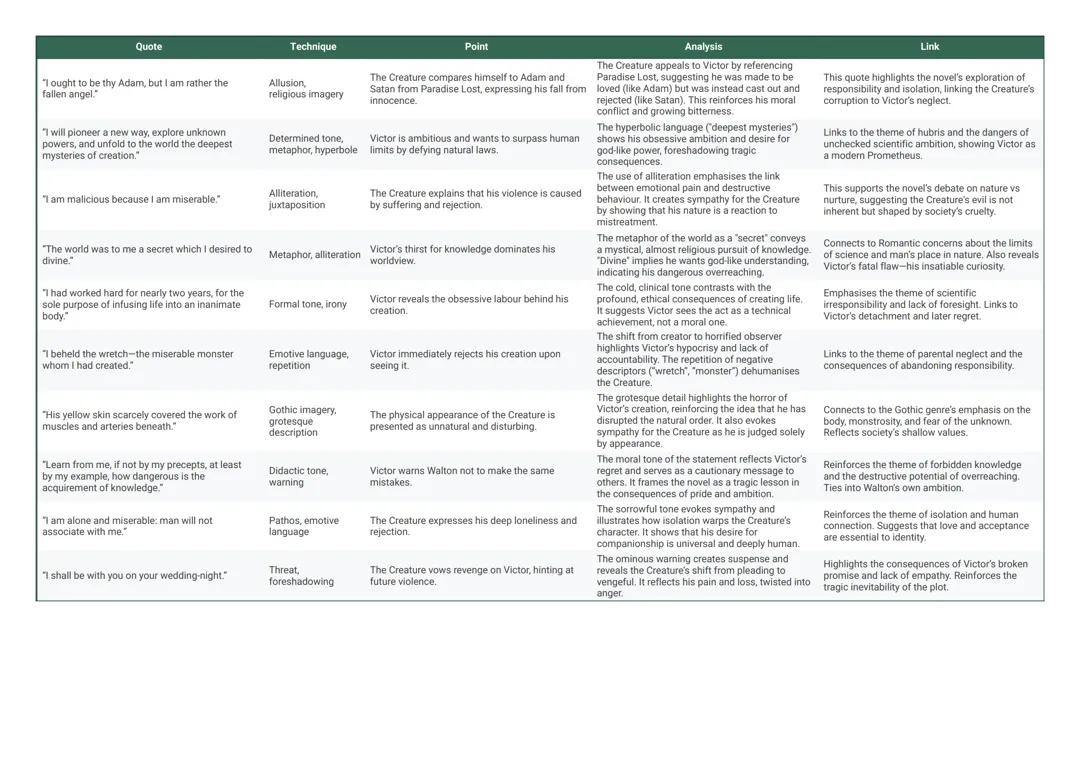 Frankenstein Analysis