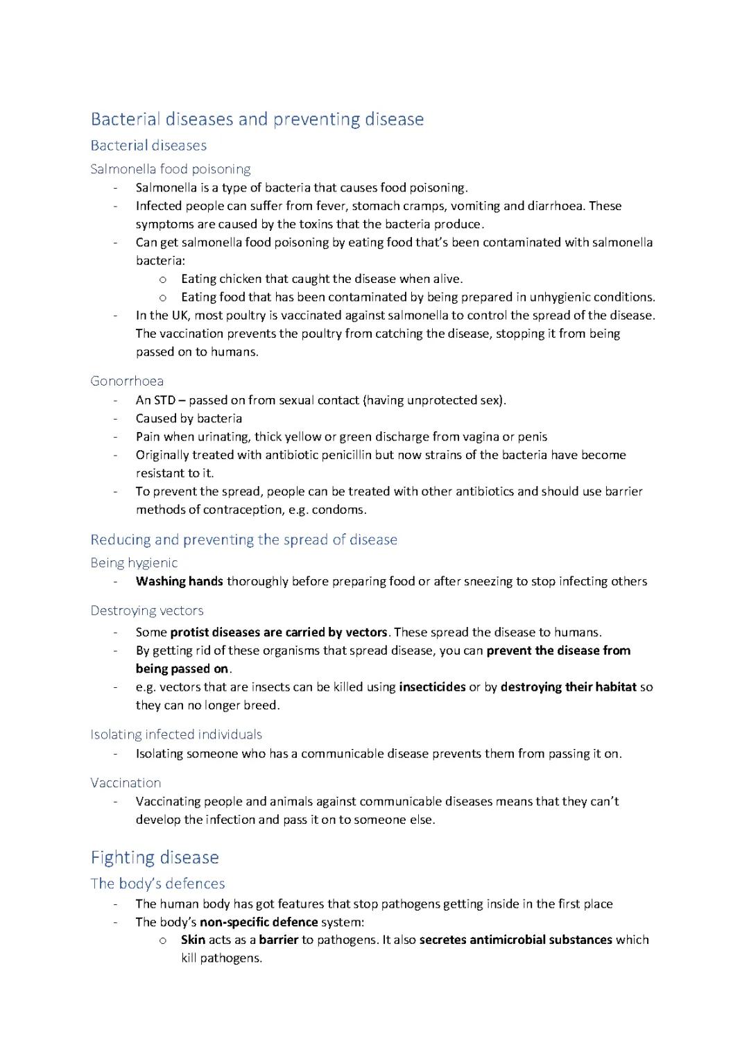 biology vaccination and immune response notes