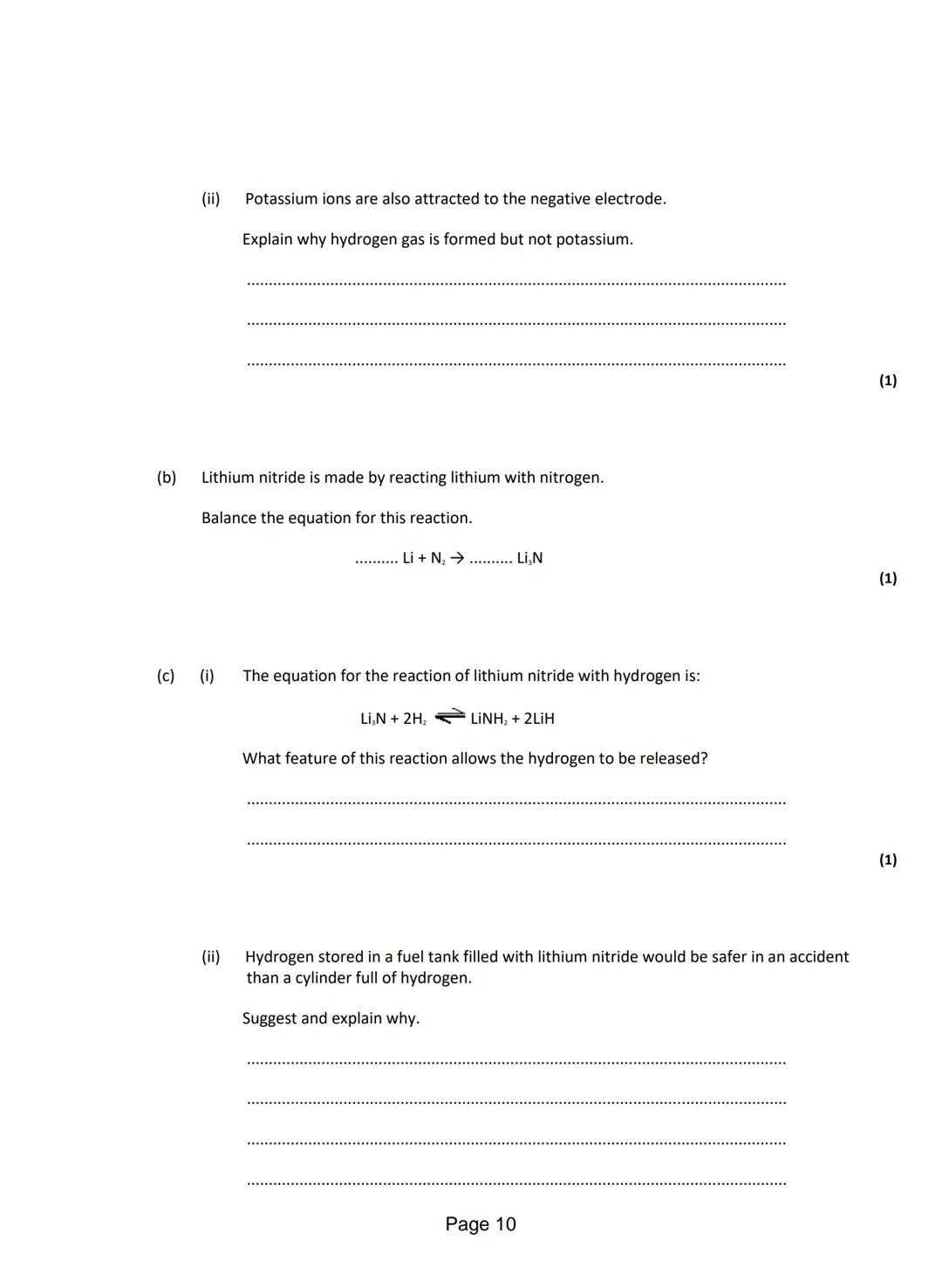 
<p>Q1. <strong>Anhydrous Cobalt Chloride Reaction</strong></p>
<p>The word equation shows the reaction between anhydrous cobalt chloride an