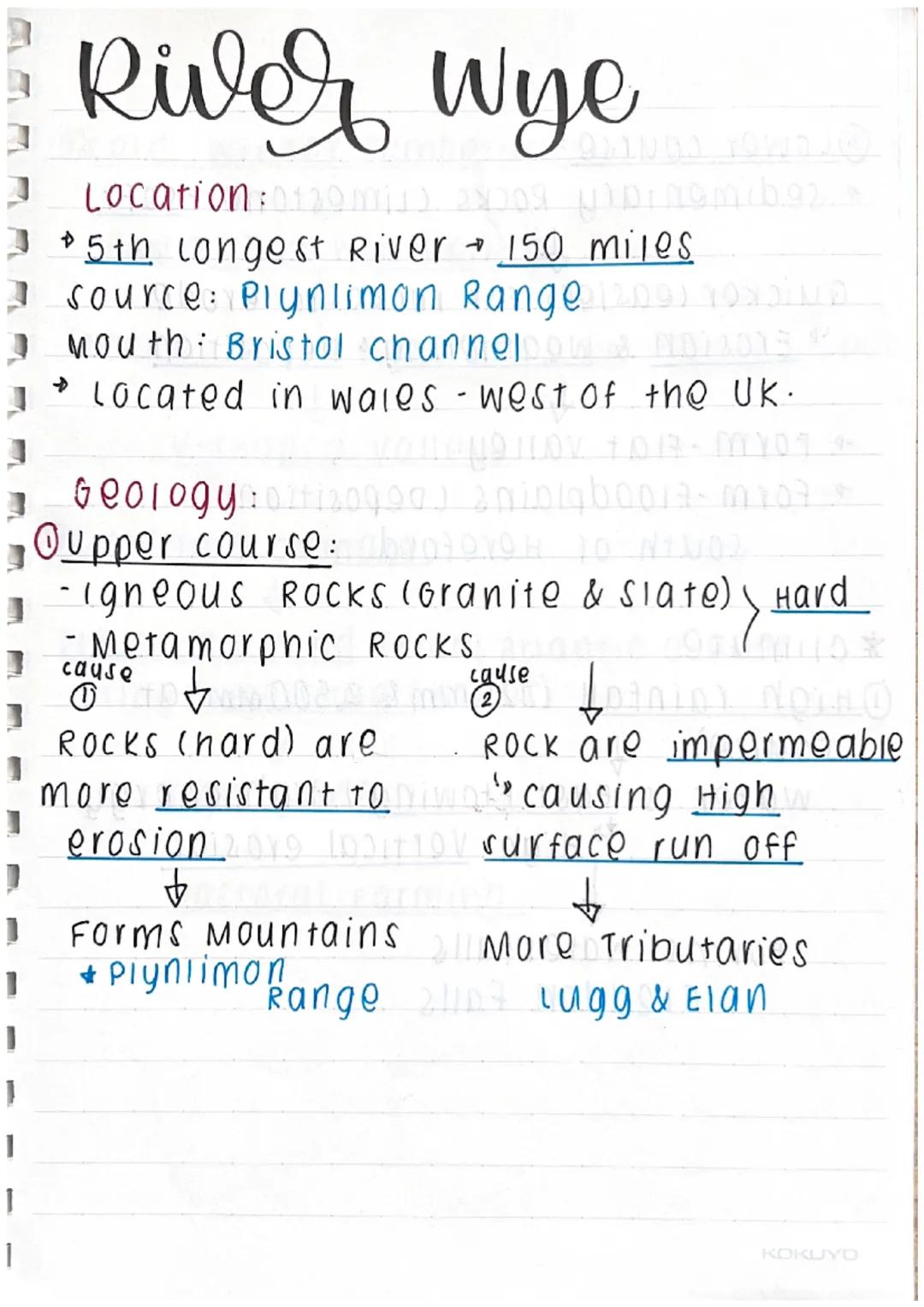 # River Wye

Location: 130m)

* 5th congest River 150 miles

→ source: Plynlimon Range

mouth Bristol channel

* Located in wales-west of th