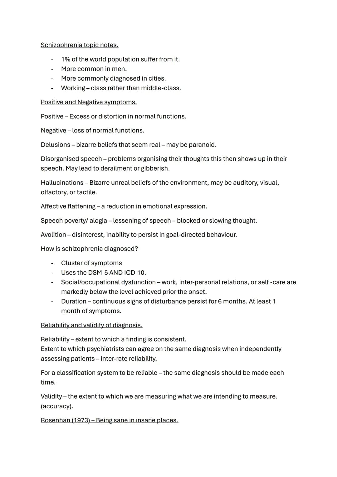 schizophrenia notes