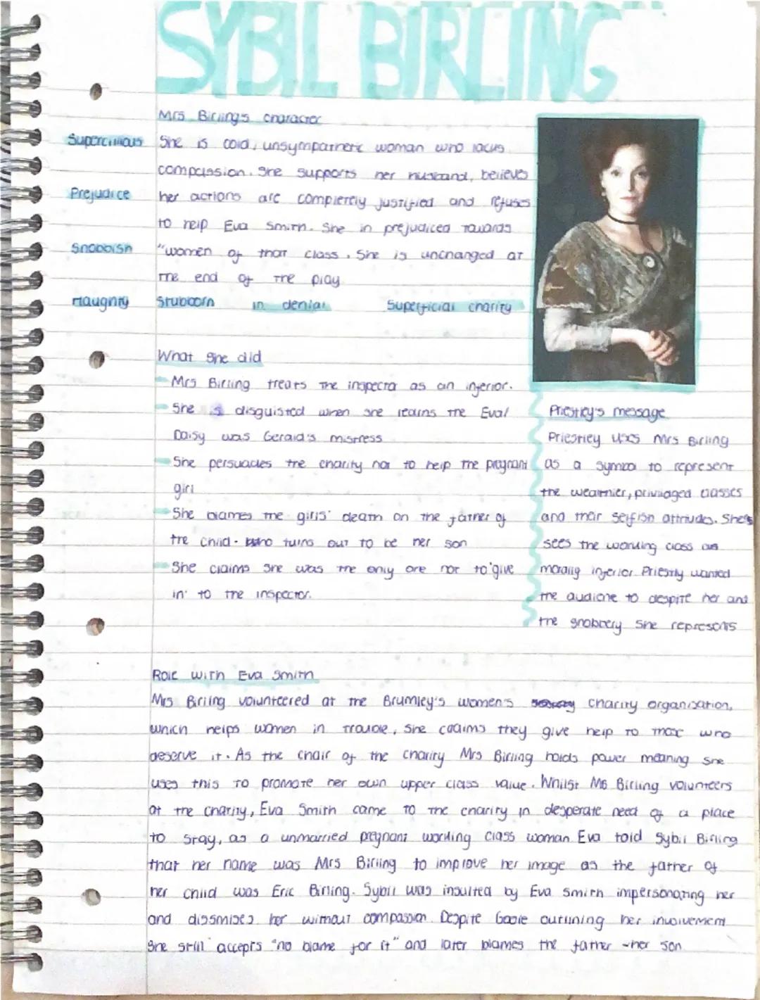 # SHEILA BIRLING

Moral grown honest representation of future
generation
**self-
centred** Sheila's character
She is initially "very pleased