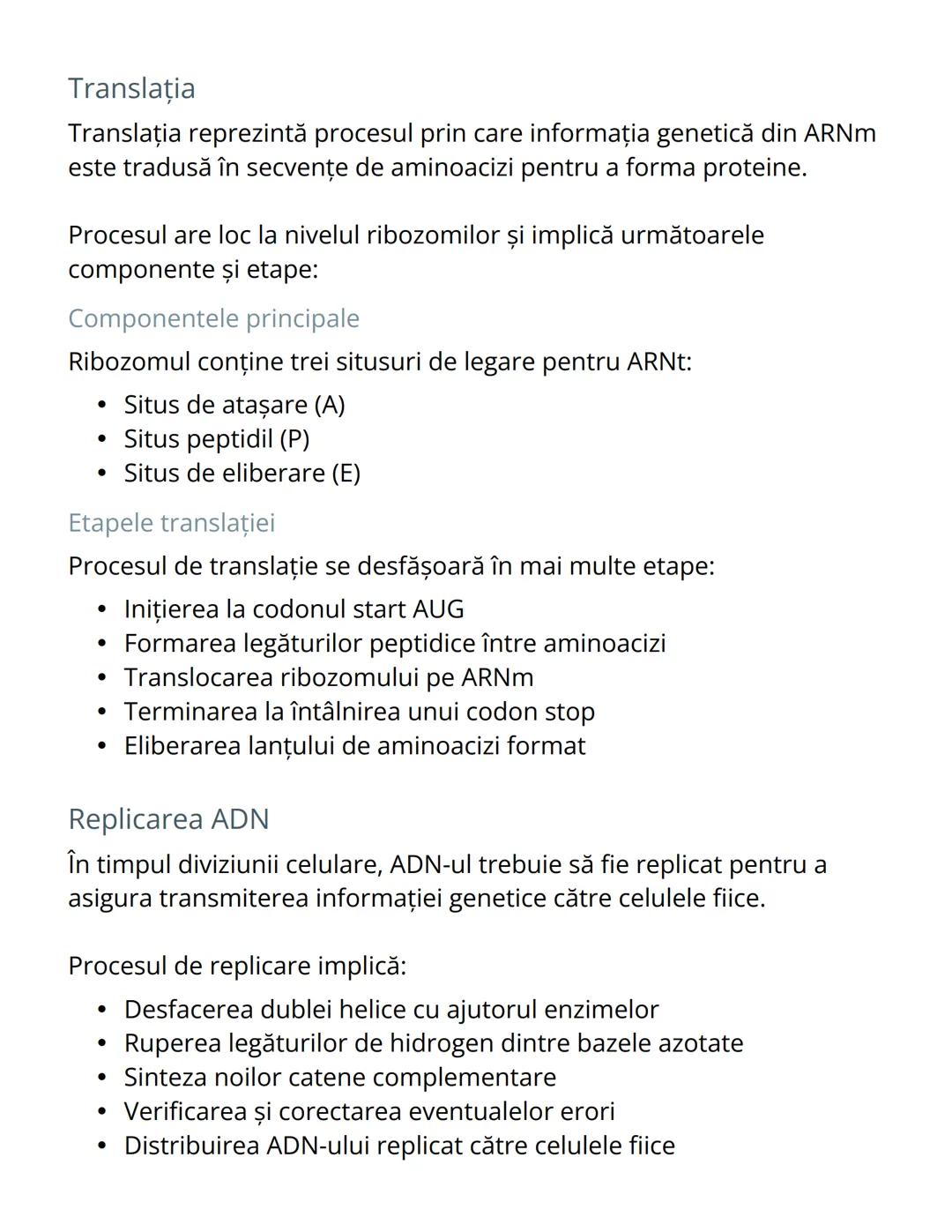 # Translația și Transcripţia ADN - Note
de Studiu Biologie

Structura ADN

ADN-ul reprezintă materialul genetic al organismelor vii și are o
