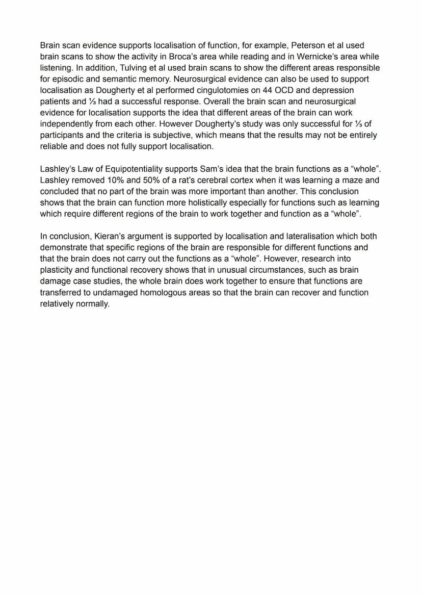 
<p>The concept of lateralisation suggests that the two hemispheres of the brain have different functions. Specifically, the left hemisphere