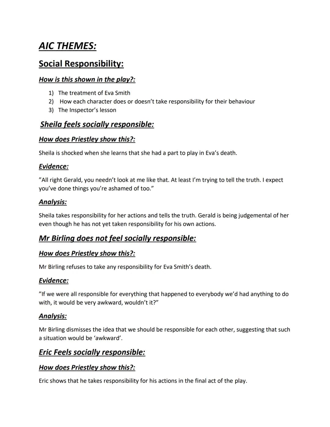 
<h2 id="socialresponsibilityinaicexample">Social Responsibility in AIC Example</h2>
<p>In "An Inspector Calls," social responsibility is a 