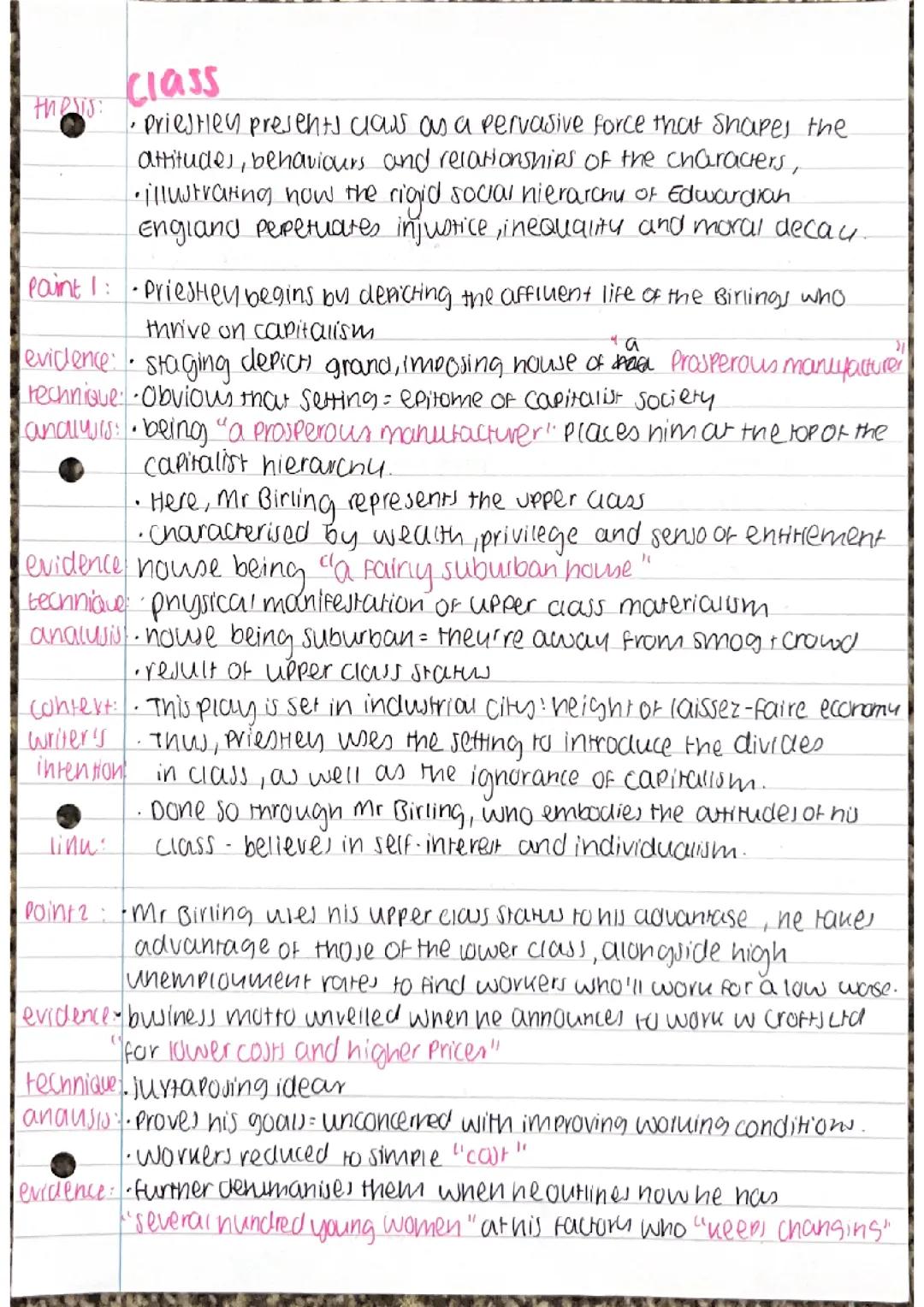 Class - An Inspector Calls