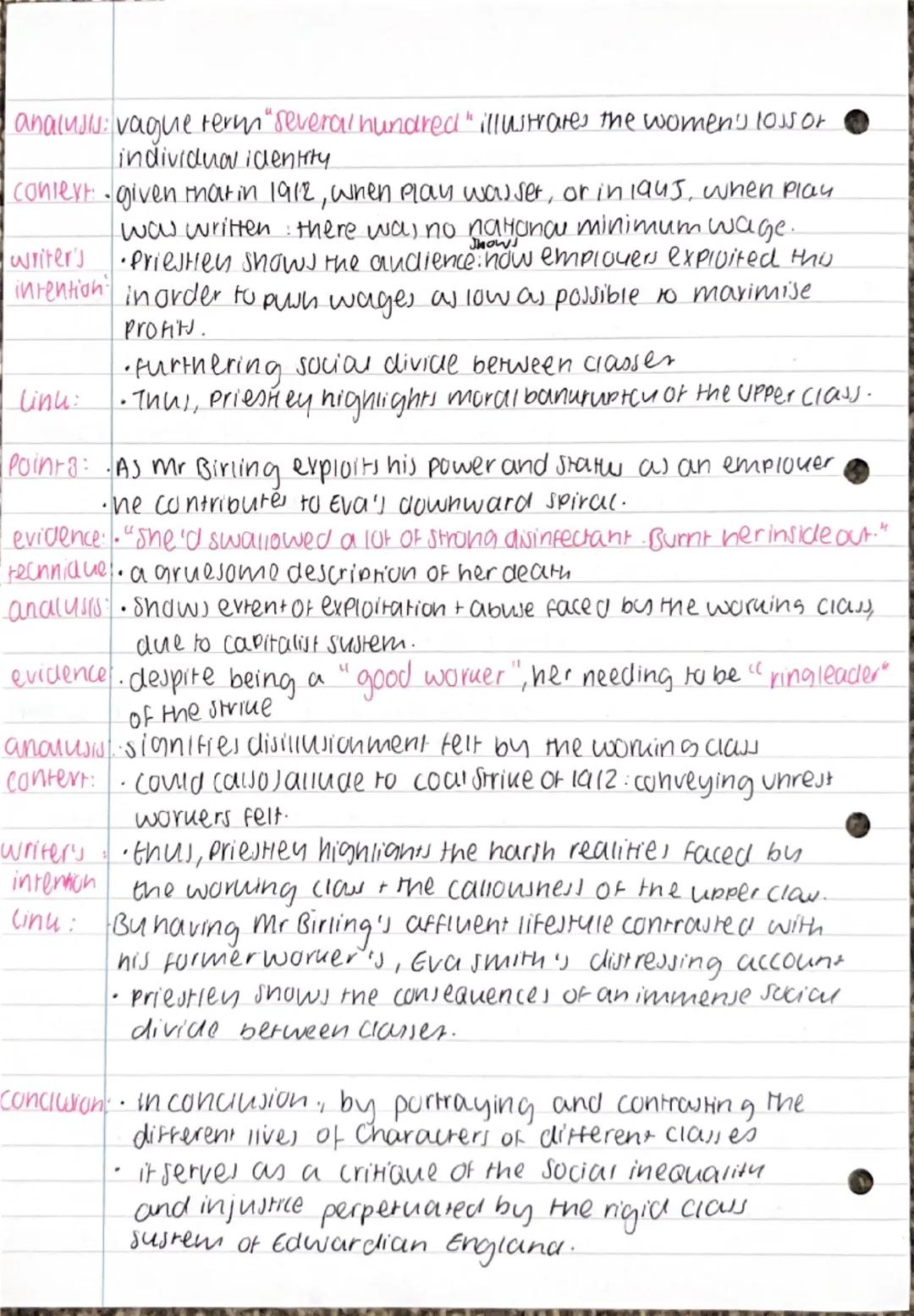 thesis Class
•Priestley presents claws as a pervasive force that shapes the
attitudes, behaviours and relationships of the characters,
• ill