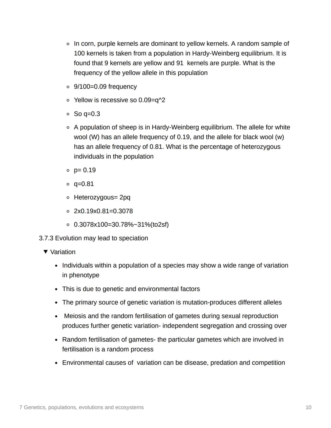 7 Genetics, populations,
evolutions and ecosystems
EAS/A level A level
3.7.1 Inheritance
▼ Genotype
. The genetic constitution of an organis