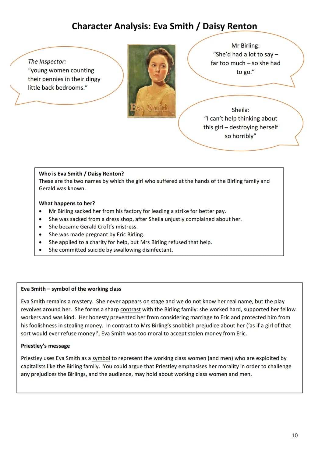 English Literature: Paper 2
'An Inspector Calls'
Stoke Newington School Revision Booklet
An
Inspector
Calls
Name:
Teacher:
1 • Plot summary
