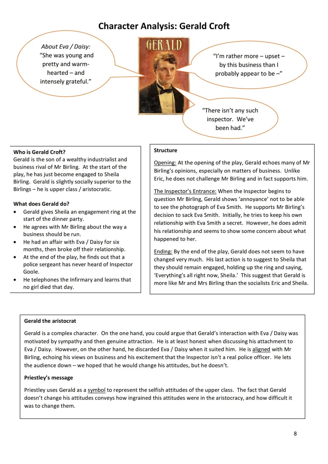 English Literature: Paper 2
'An Inspector Calls'
Stoke Newington School Revision Booklet
An
Inspector
Calls
Name:
Teacher:
1 • Plot summary
