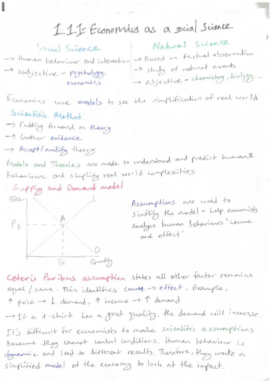 Economics theme 1 revision summary sheets