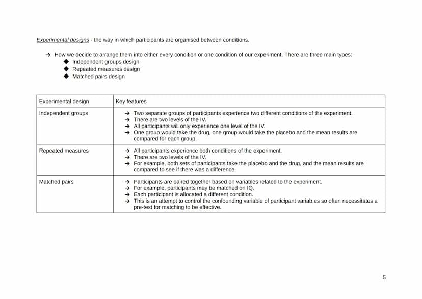 The experimental method
→ Whatever we want to investigate in Psychology, we have to start by deciding how to
do this.
→ Every piece of resea