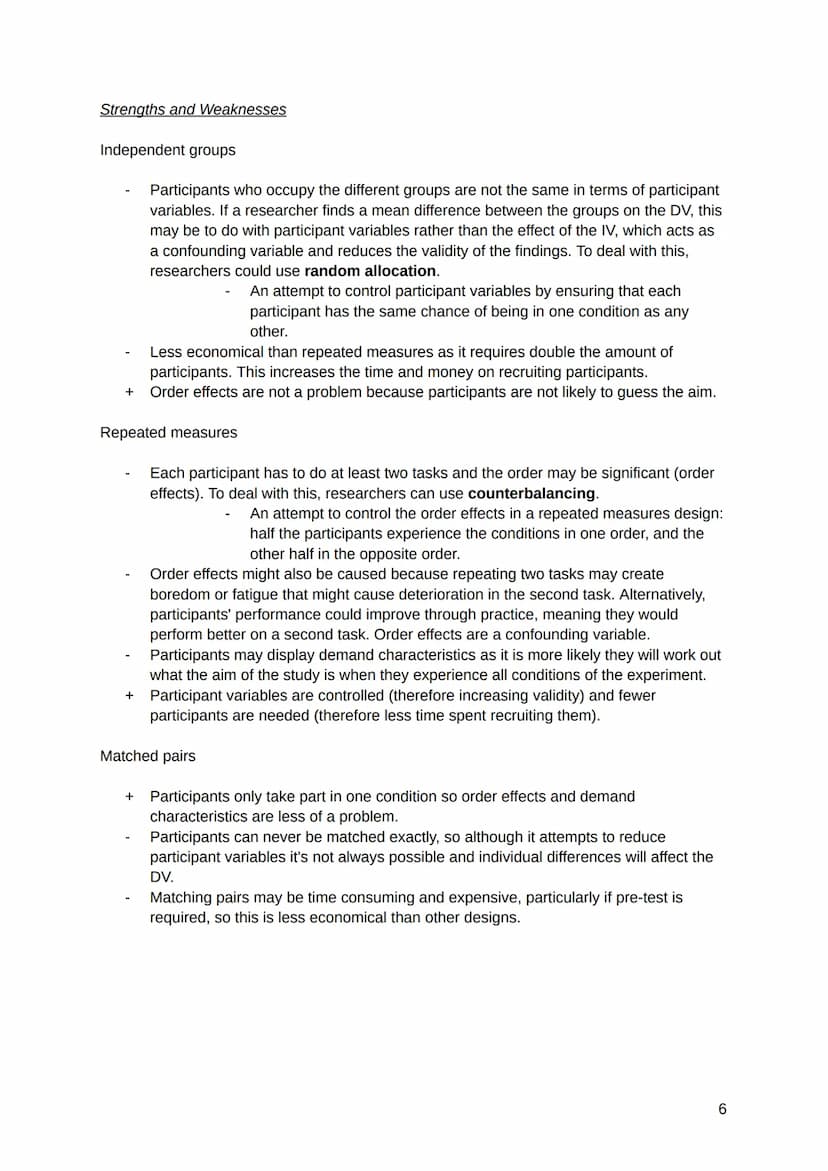 The experimental method
→ Whatever we want to investigate in Psychology, we have to start by deciding how to
do this.
→ Every piece of resea