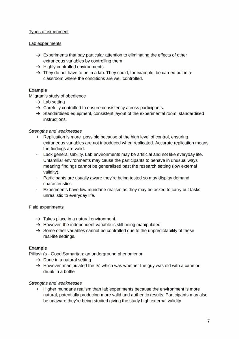 The experimental method
→ Whatever we want to investigate in Psychology, we have to start by deciding how to
do this.
→ Every piece of resea