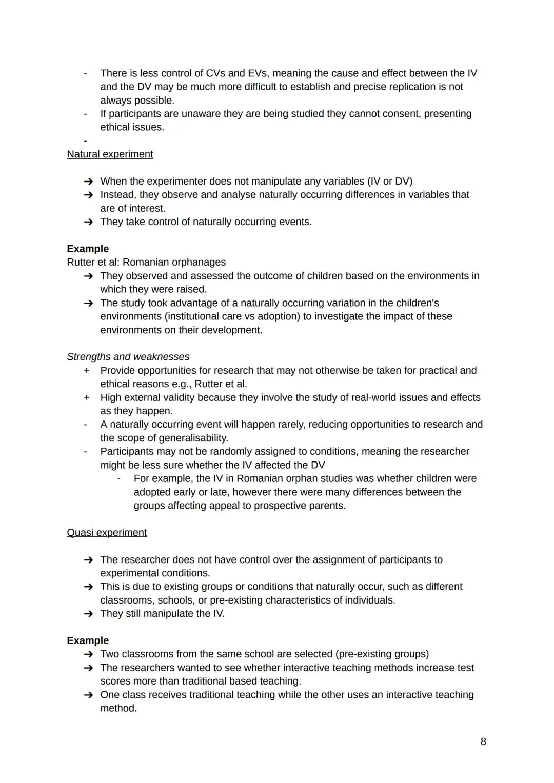 The experimental method
→ Whatever we want to investigate in Psychology, we have to start by deciding how to
do this.
→ Every piece of resea