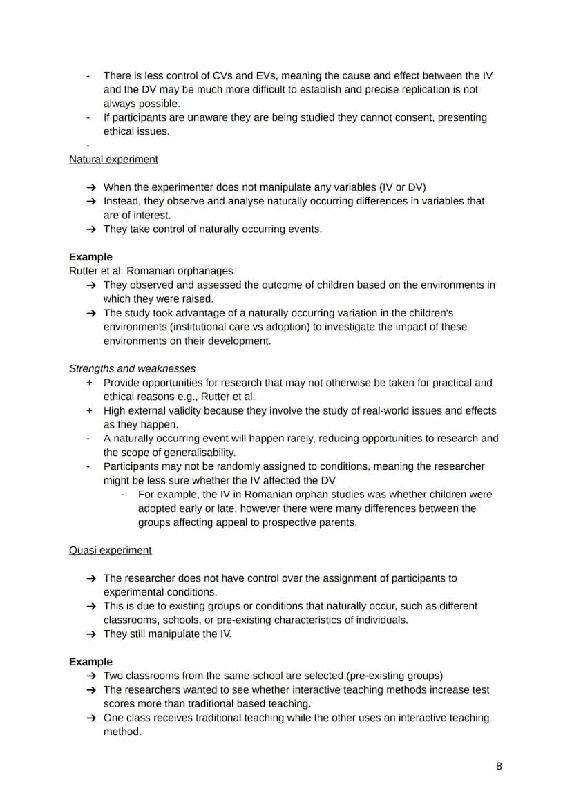 The experimental method
→ Whatever we want to investigate in Psychology, we have to start by deciding how to
do this.
→ Every piece of resea