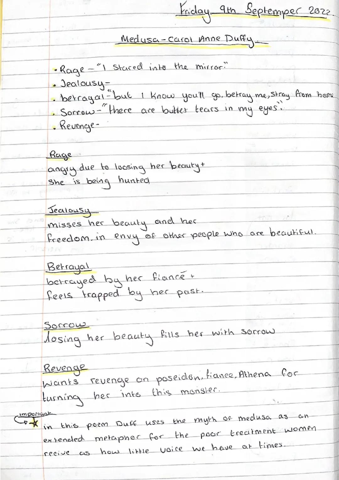 forever
fear all
people
paranoia,
leading he
maddness.
B
highlighs her
bitterness at
Who's She lost
Repetition.
does
chose to
murder
Repitio