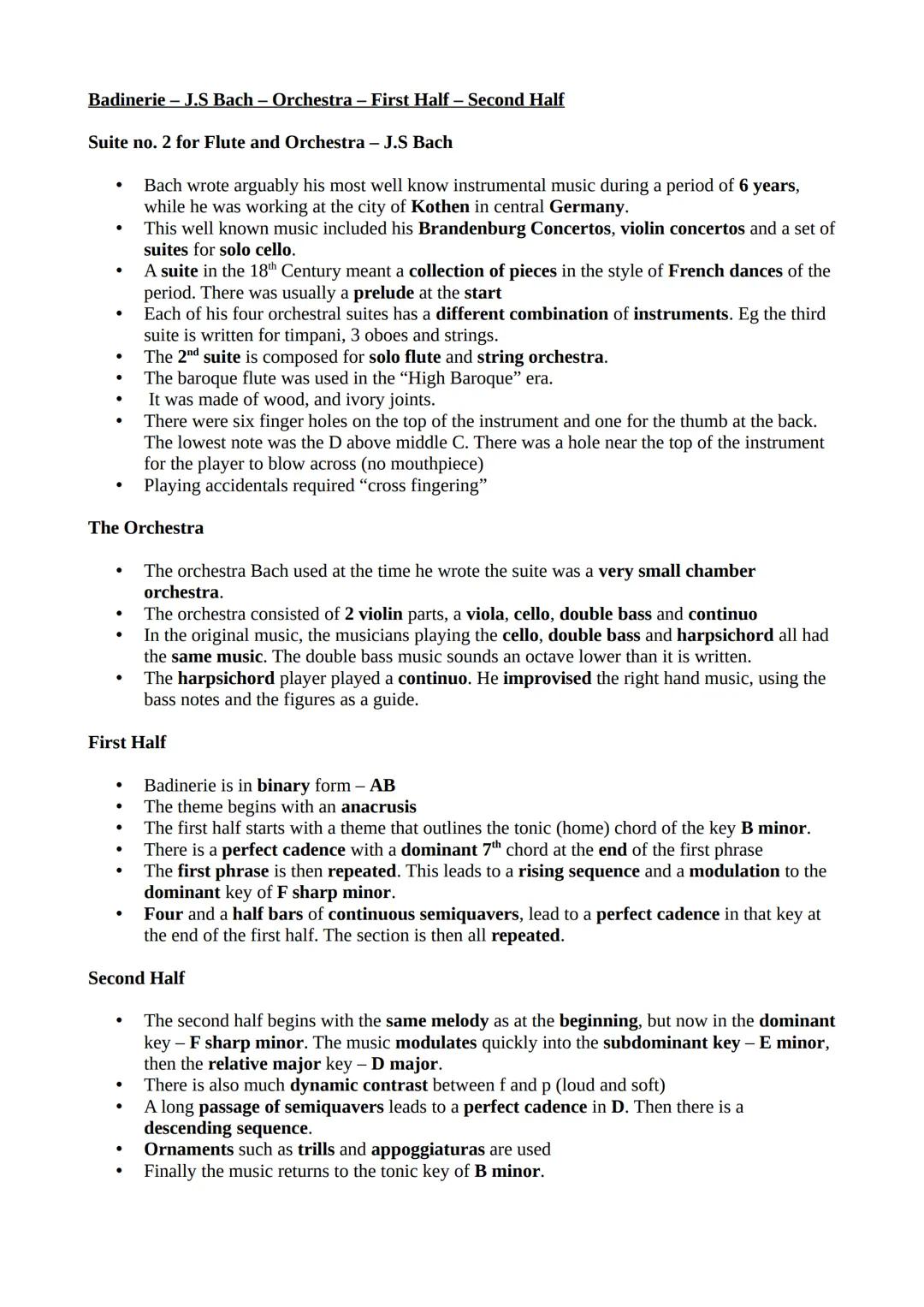 Badinerie - J.S Bach – Orchestra – First Half - Second Half
Suite no. 2 for Flute and Orchestra - J.S Bach
●
●
●
●
The Orchestra
●
●
●
●
Fir
